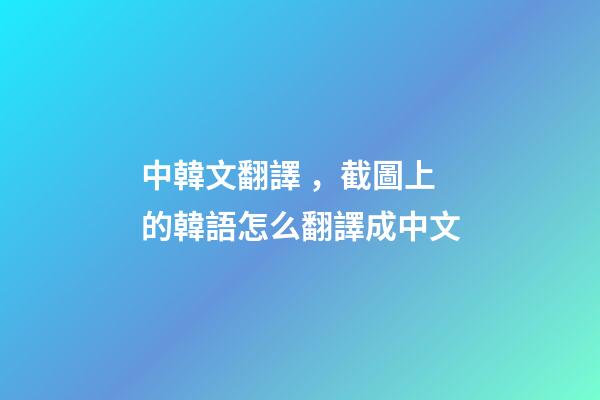 中韓文翻譯，截圖上的韓語怎么翻譯成中文-第1張-觀點-玄機派